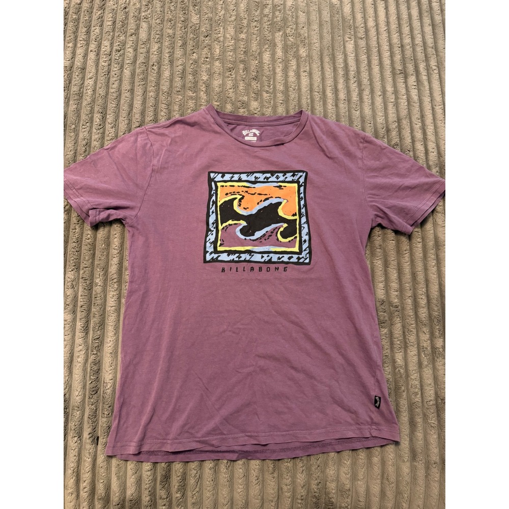 Billabong Boys XL Purple Graphic Wave Surf T-Shirt Short Sleeve Cotton Tee 0089